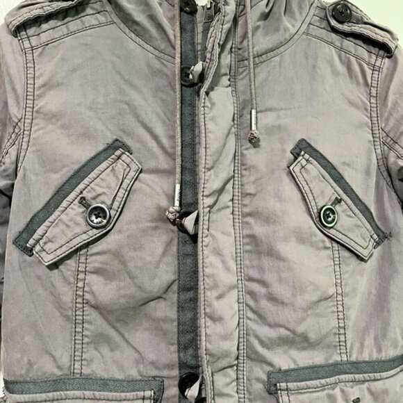TNA Aritzia “Platoon” Military Jacket Gray Quilted Hooded Size S - Picture 10 of 16